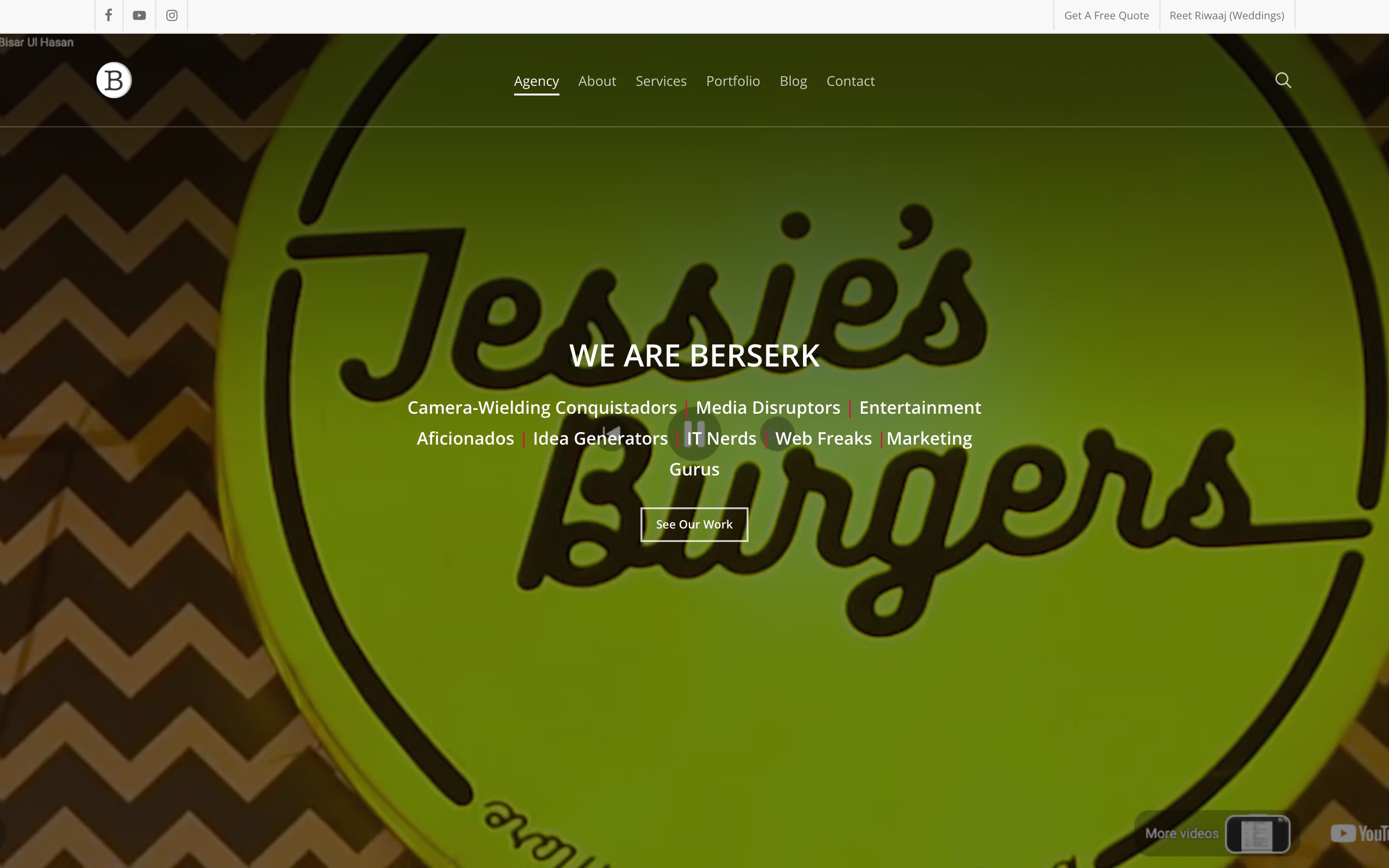 Screenshot of the Berserk Media Production homepage.
