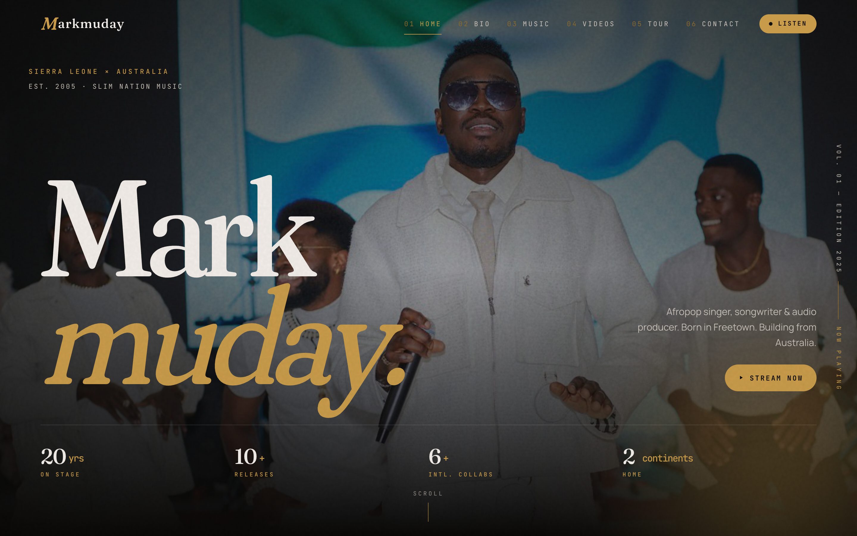 Screenshot of the Markmuday artist homepage.